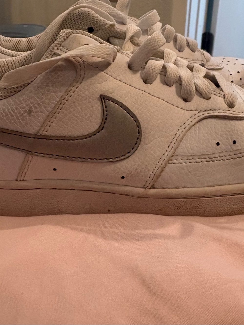 Nike Men’s White Sneakers with Gray Swoosh